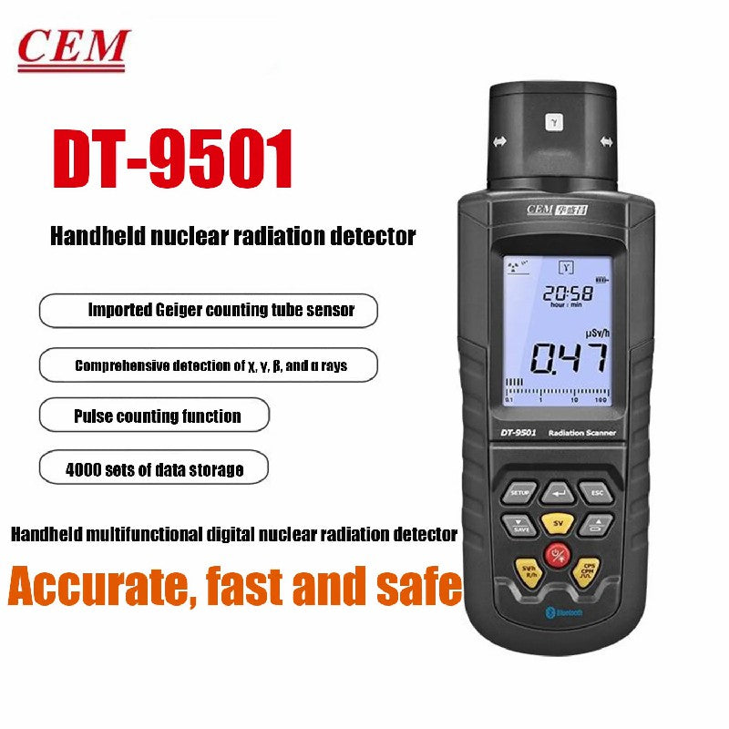 CEM DT-9501 Nuclear Radiation Detector Nuclear Radiation Detectionof Radio active Substances α、β、γ、X-ray Detector Alarm CEM DT-9501 Nuclear Radiation Detector Nuclear Radiation Detectionof Radio active Substances α、β、γ、X-ray Detector Alarm